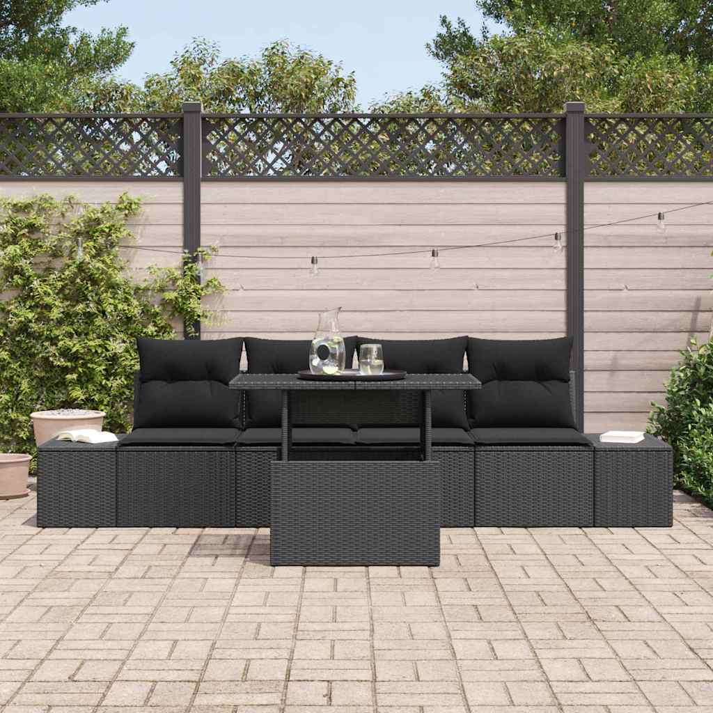 Set Divano da Giardino con cuscino con archiviazione 5 pcs Nero