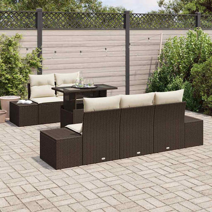 Set Divano da Giardino con cuscino 6 pcs Marrone e Crema