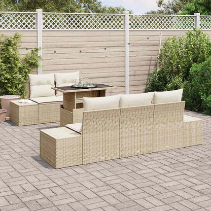 Set Divano da Giardino con cuscino 6 pcs Beige e Crema