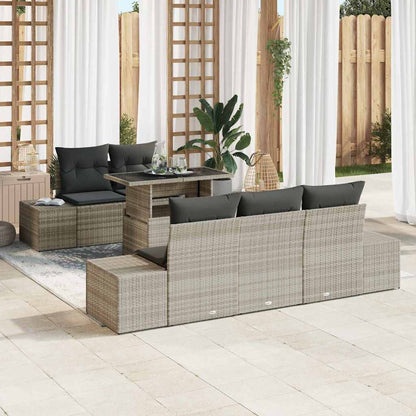 Set Divano da Giardino 6 pcs Grigio chiaro e grigio scuro