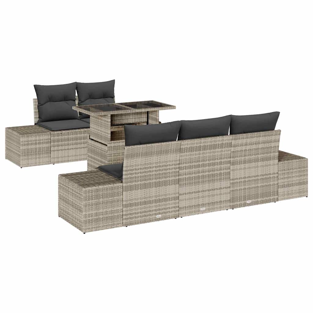 Set Divano da Giardino 6 pcs Grigio chiaro e grigio scuro