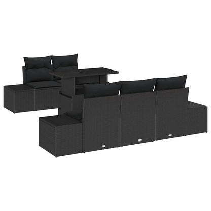 Set Divano da Giardino con cuscino con archiviazione 6 pcs Nero
