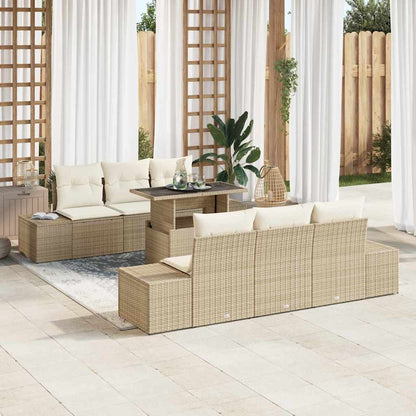 Set Divano da Giardino con cuscino 7 pcs Beige e Crema