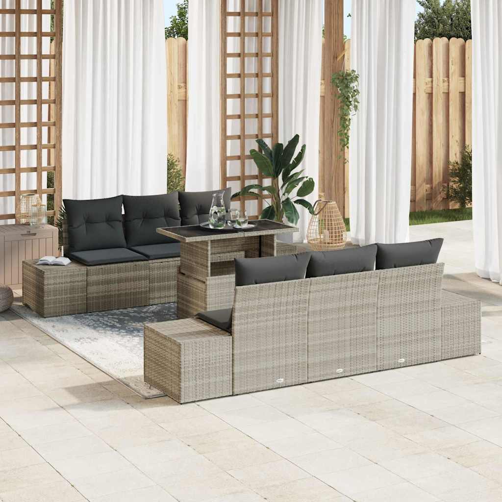 Set Divano da Giardino 7 pcs Grigio chiaro e grigio scuro