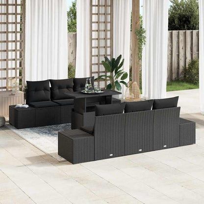 Set Divano da Giardino con cuscino 7 pcs Nero