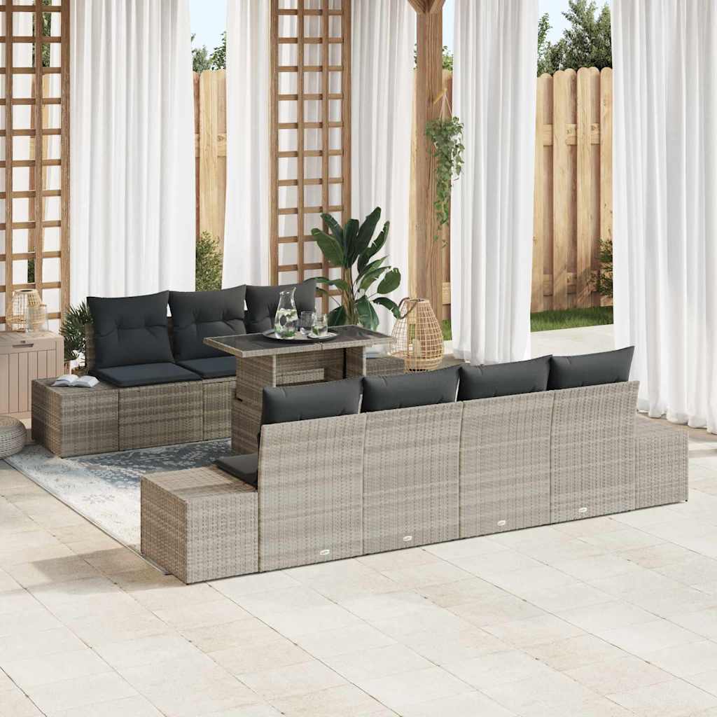 Set Divano da Giardino 8 pcs Grigio chiaro e grigio scuro