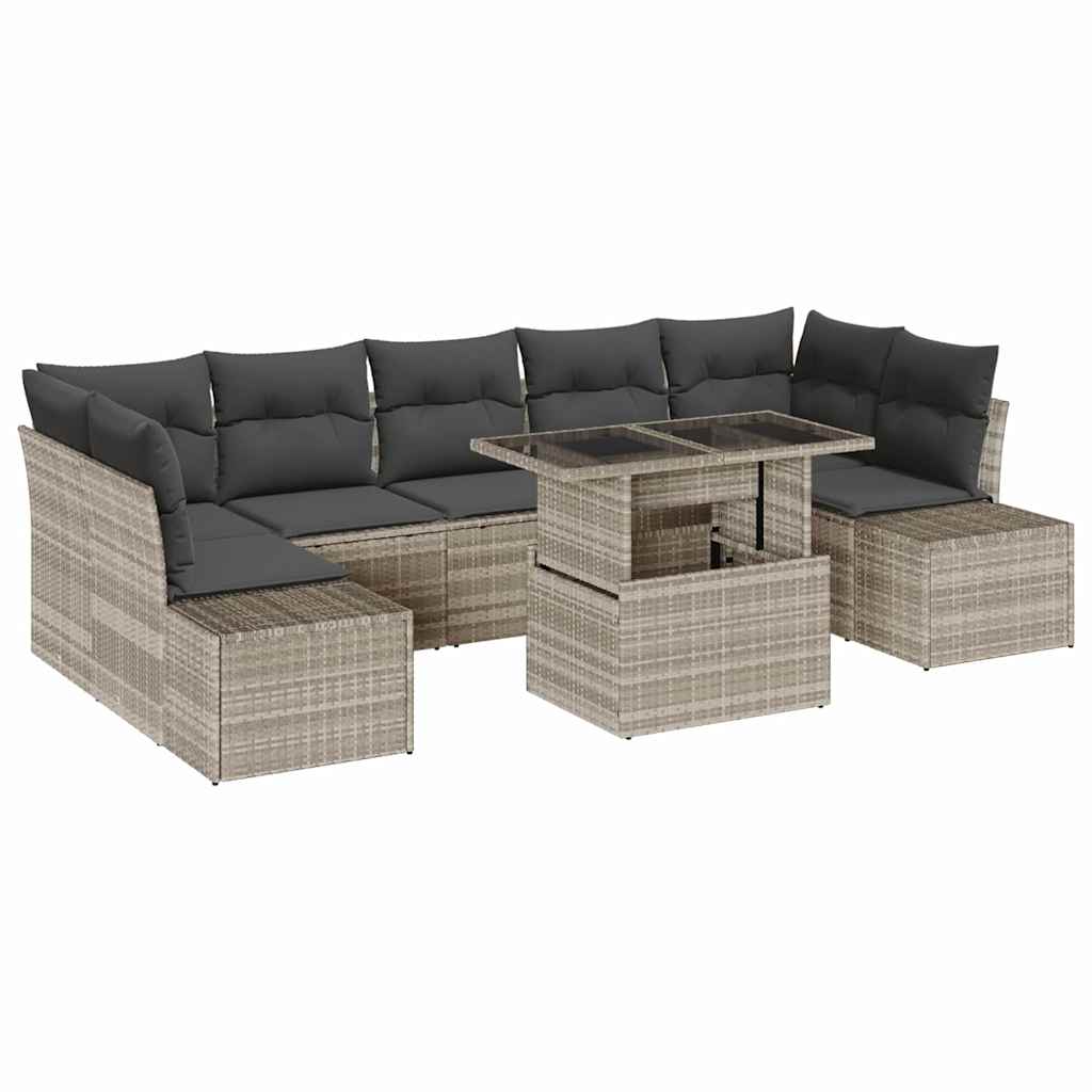 Set Divano da Giardino 8 pcs Grigio chiaro e grigio scuro