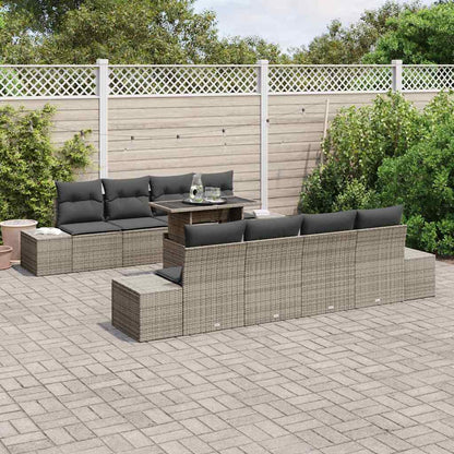 Set Divano da Giardino con cuscino con cuscino 9 pcs Grigio
