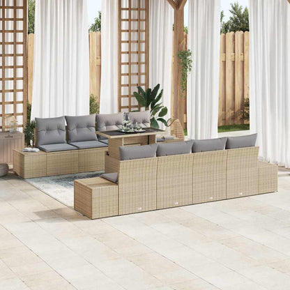 Set Divano da Giardino con cuscino 9 pcs Beige e Grigio Chiaro