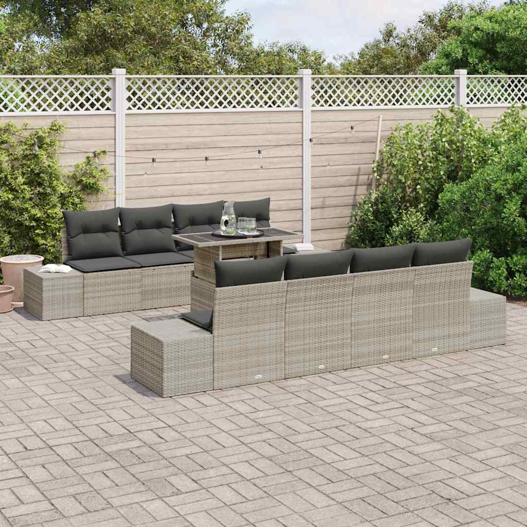 Set Divano da Giardino 9 pcs Grigio chiaro e grigio scuro