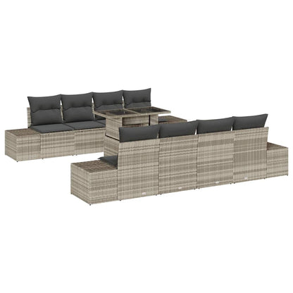 Set Divano da Giardino 9 pcs Grigio chiaro e grigio scuro