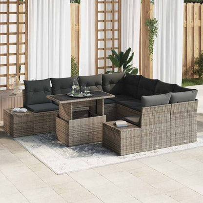 Set Divano da Giardino con cuscino con cuscino 9 pcs Grigio