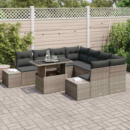 Set Divano da Giardino con cuscino con cuscino 9 pcs Grigio