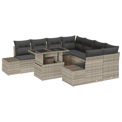 Set Divano da Giardino 9 pcs Grigio chiaro e grigio scuro