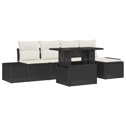 Set Divano da Giardino con archiviazione 6 pcs Nero Poly Rattan
