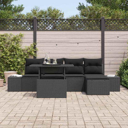 Set Divano da Giardino con archiviazione 6 pcs Nero Poly Rattan