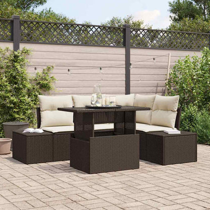 Set Divano da Giardino con cuscino 5 pcs Marrone polyrattan