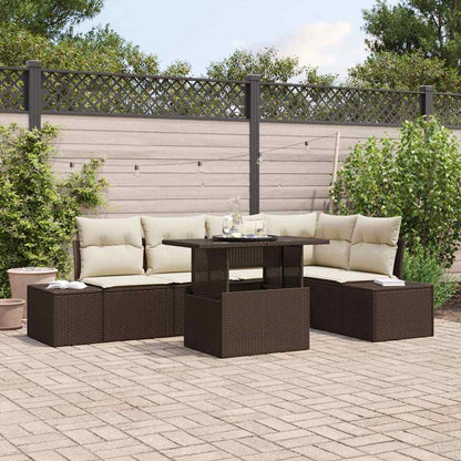 Set Divano da Giardino 6 pcs Marrone Poly Rattan