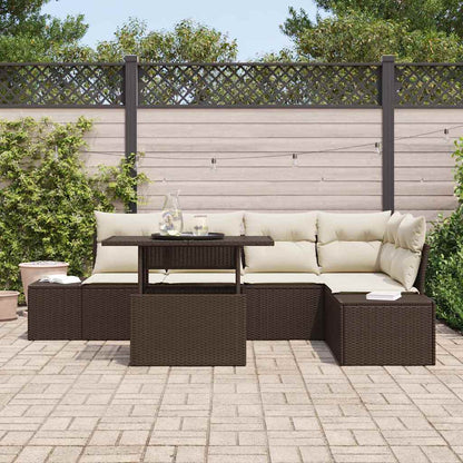 Set Divano da Giardino 6 pcs Marrone Poly Rattan
