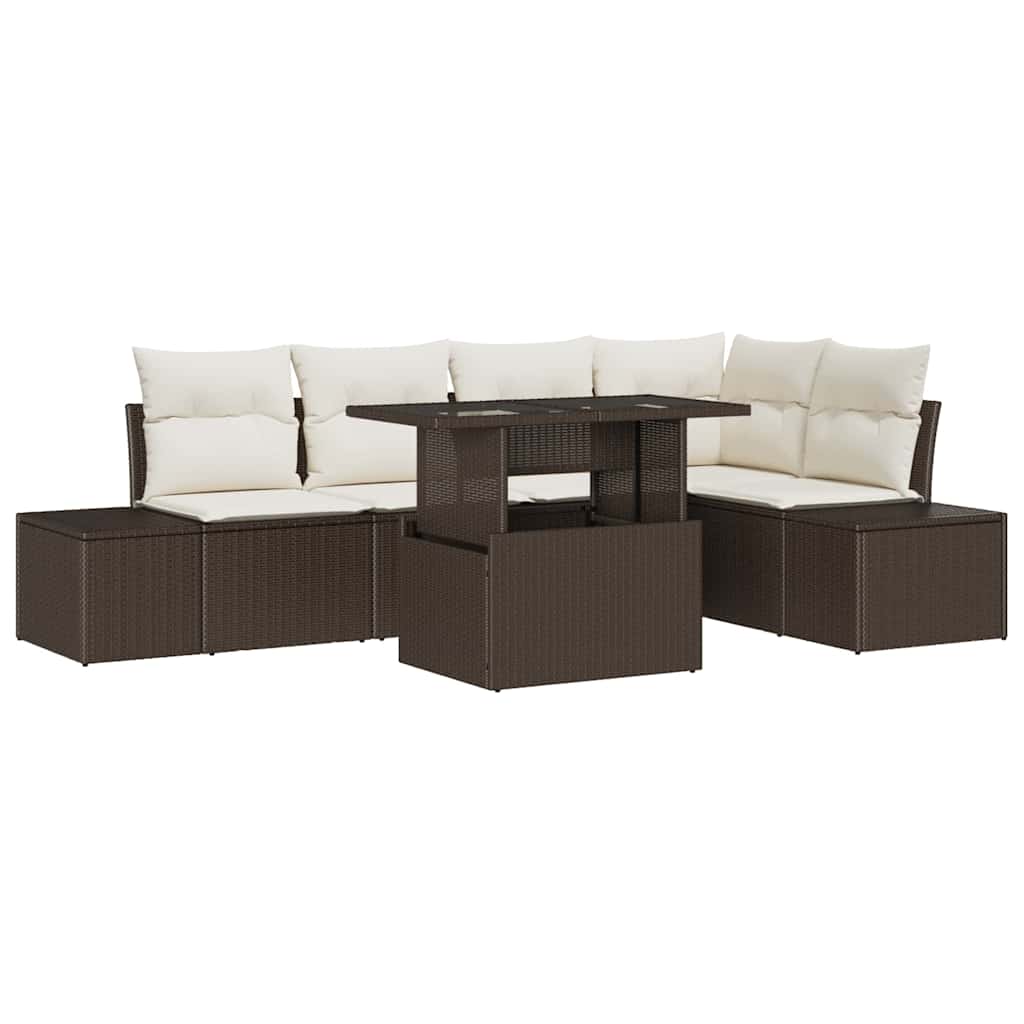 Set Divano da Giardino 6 pcs Marrone Poly Rattan