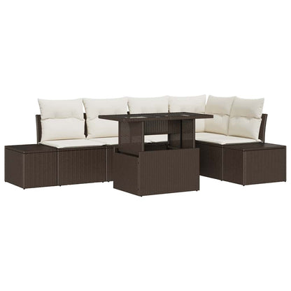 Set Divano da Giardino 6 pcs Marrone Poly Rattan