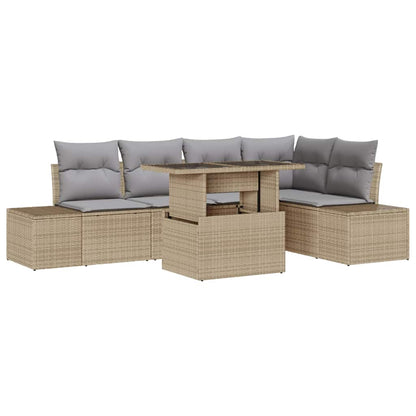 Set Divano da Giardino 6 pcs Beige Poly Rattan