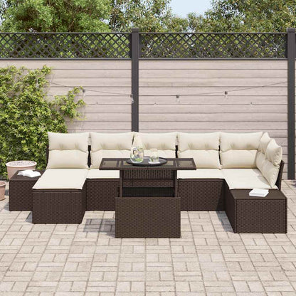 Set Divano da Giardino 8 pcs Marrone Poly Rattan