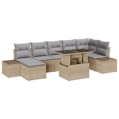 Set Divano da Giardino 8 pcs Beige Poly Rattan