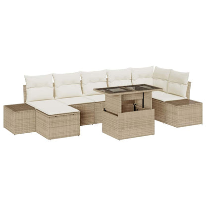 Set Divano da Giardino 8 pcs Beige Poly Rattan