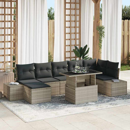 Set Divano da Giardino 8 pcs Grigio chiaro Poly Rattan