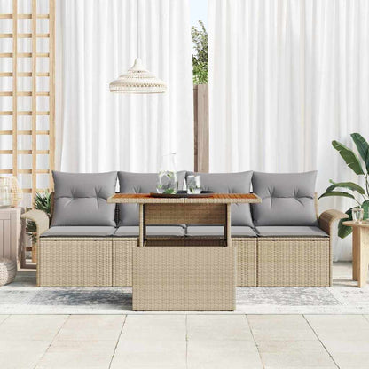 Set Divano da Giardino 5 pcs Beige Poly Rattan