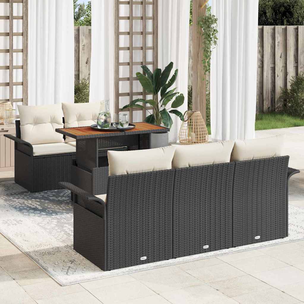 Set Divano da Giardino con archiviazione 6 pcs Nero Poly Rattan