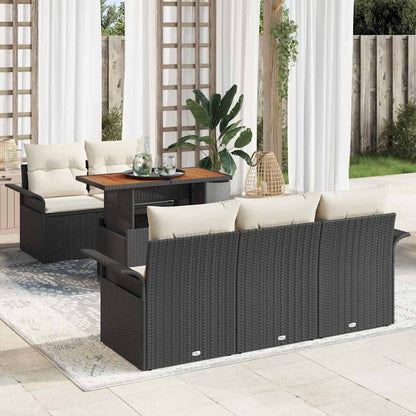 Set Divano da Giardino con archiviazione 6 pcs Nero Poly Rattan