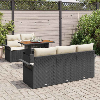 Set Divano da Giardino con archiviazione 6 pcs Nero Poly Rattan