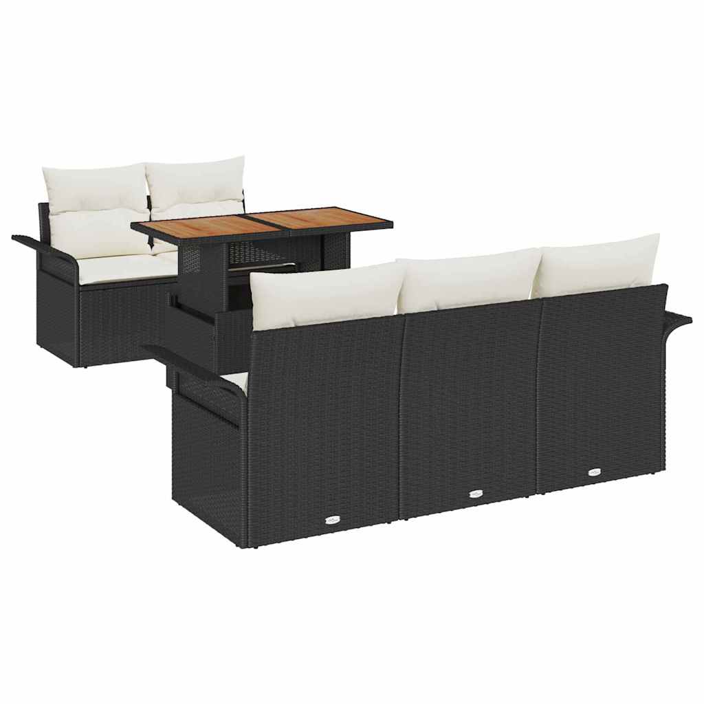Set Divano da Giardino con archiviazione 6 pcs Nero Poly Rattan