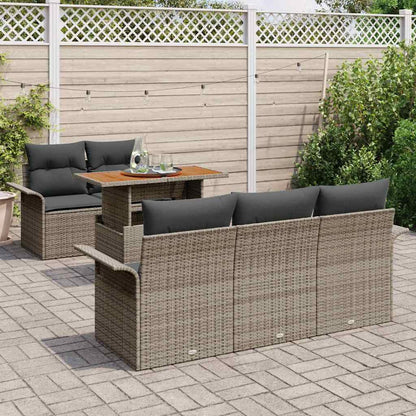 Set Divano da Giardino 6 pcs Grigio Poly Rattan