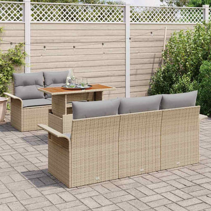 Set Divano da Giardino 6 pcs Beige Poly Rattan