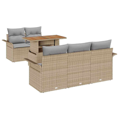 Set Divano da Giardino 6 pcs Beige Poly Rattan