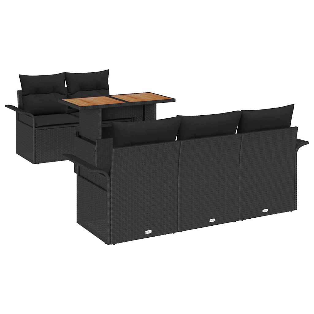 Set Divano da Giardino con archiviazione 6 pcs Nero Poly Rattan