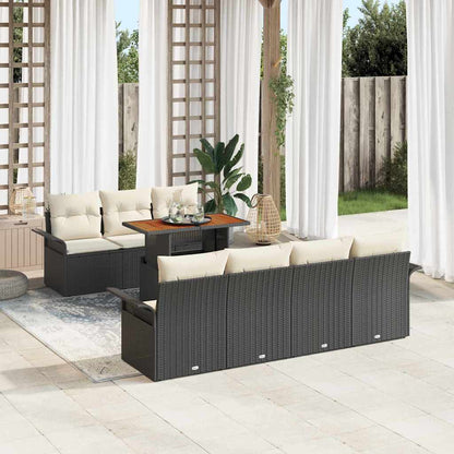 Set Divano da Giardino con archiviazione 8 pcs Nero Poly Rattan