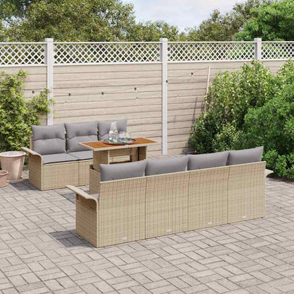 Set Divano da Giardino 8 pcs Beige Poly Rattan