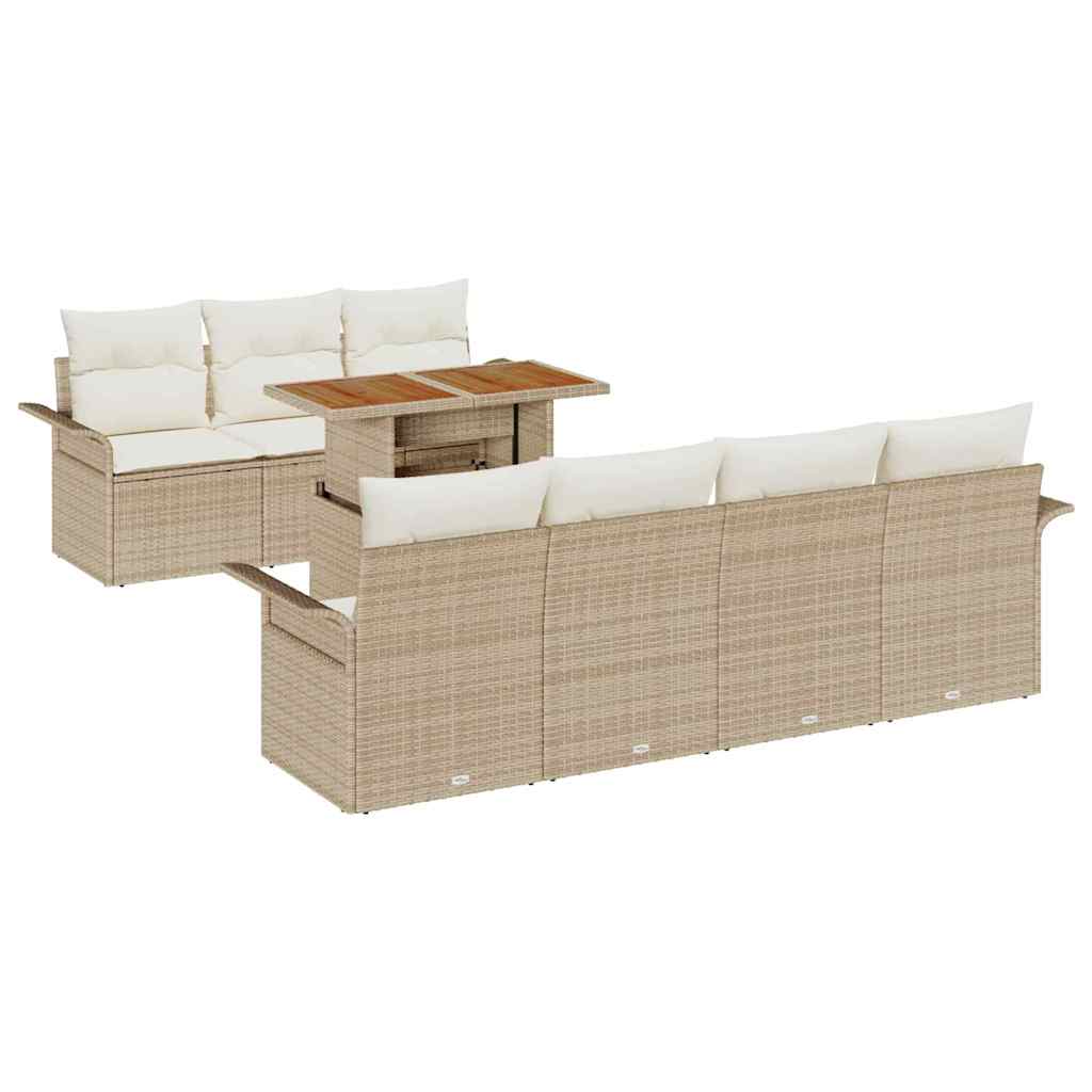 Set Divano da Giardino 8 pcs Beige Poly Rattan