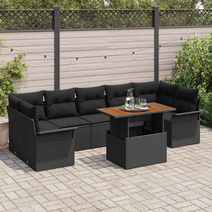 Set Divano da Giardino con archiviazione 8 pcs Nero Poly Rattan