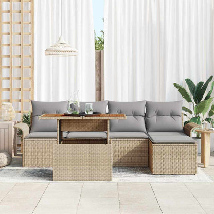 Set Divano da Giardino 6 pcs Beige Poly Rattan