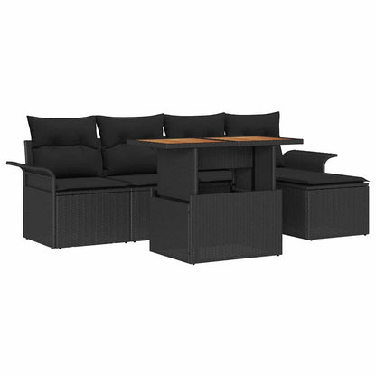 Set Divano da Giardino con archiviazione 6 pcs Nero Poly Rattan