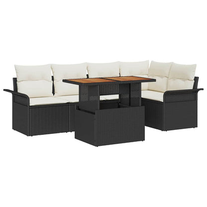 Set Divano da Giardino con archiviazione 6 pcs Nero Poly Rattan