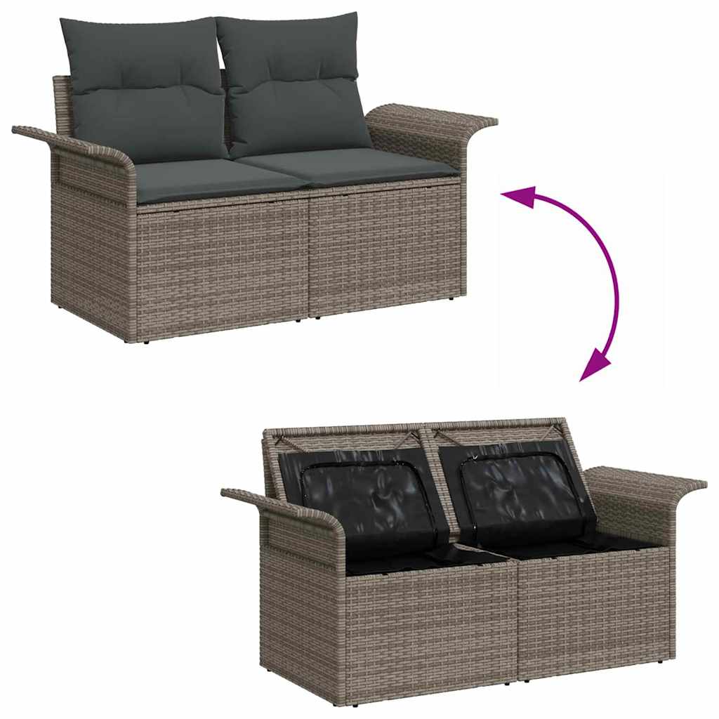 Set Divano da Giardino 6 pcs Grigio Poly Rattan