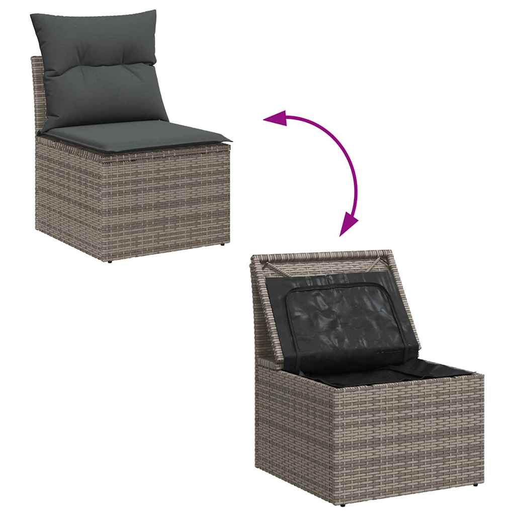 Set Divano da Giardino 6 pcs Grigio Poly Rattan