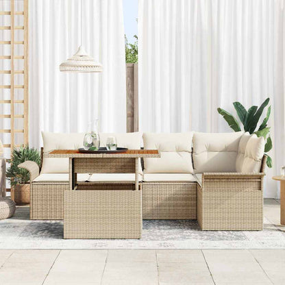 Set Divano da Giardino 6 pcs Beige Poly Rattan
