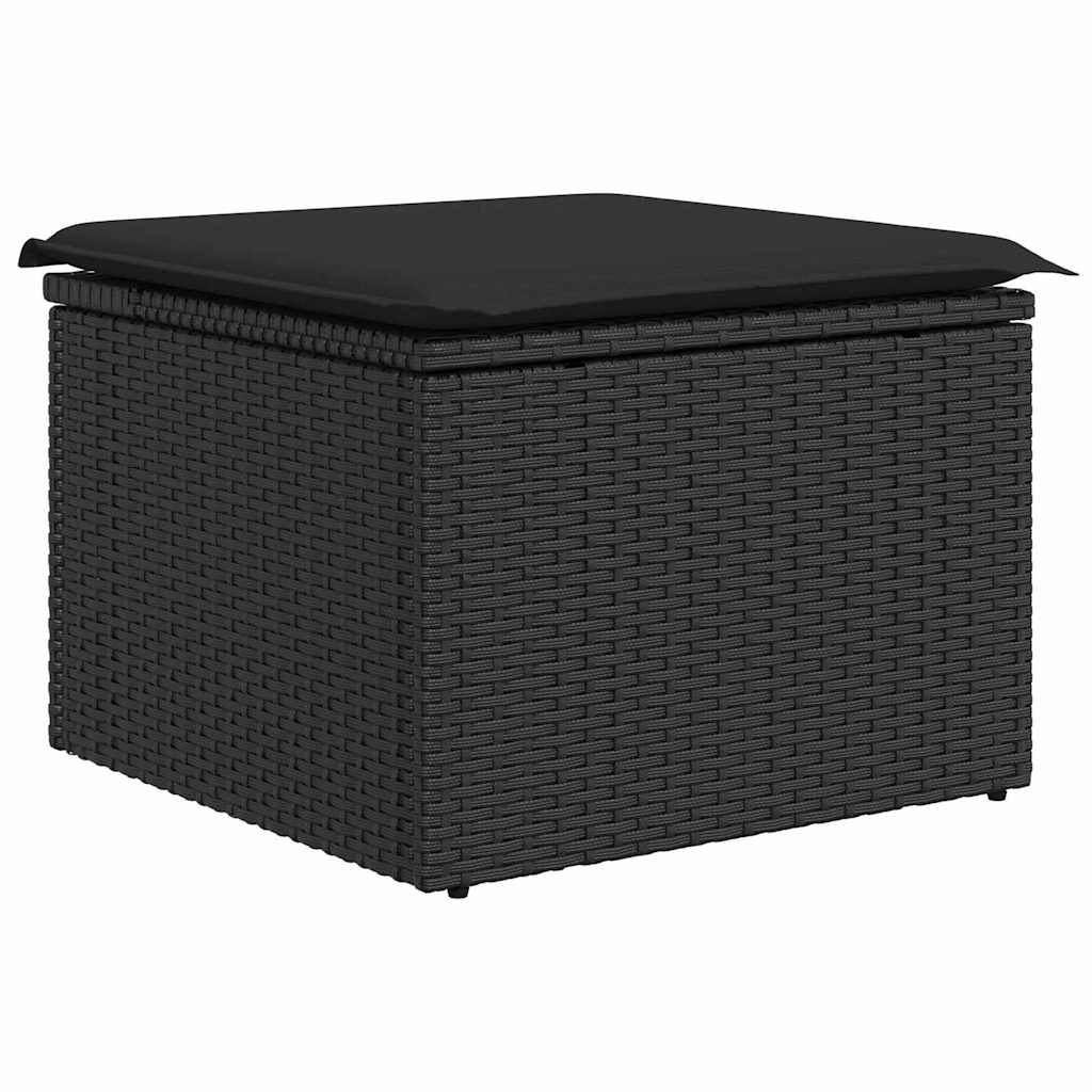 Set Divano da Giardino con archiviazione 8 pcs Nero Poly Rattan